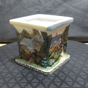 Thomas Kinkade 3D Cottages Square Ceramic Votive Candle Holder